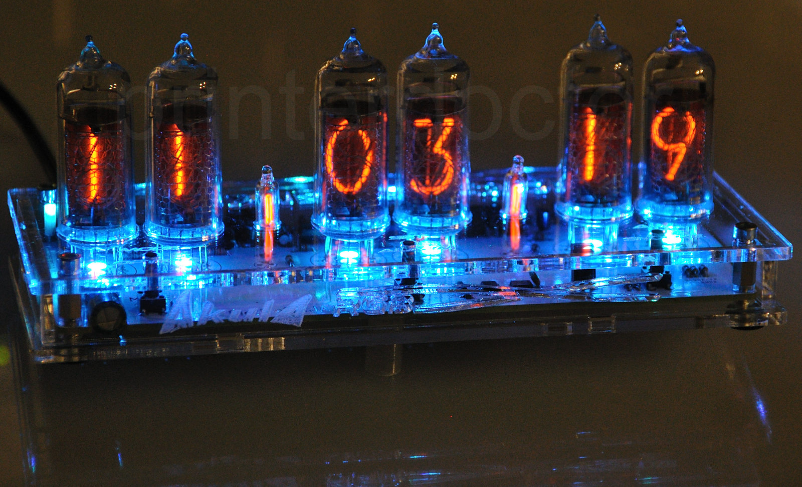Nixie 6 Tube Alarm Clock in 14 Smoked Acrylic Case RGB LED Lighted w Remote USA eBay